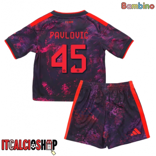 Bayern Munich Aleksandar Pavlovic #45 Terza Maglia Bambino 2026-27 Manica Corta (+ Pantaloni corti)